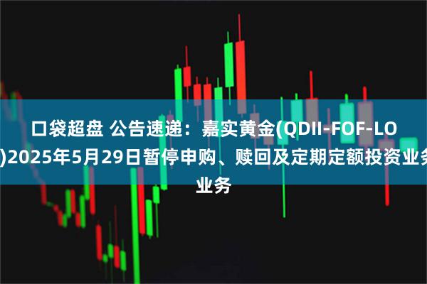 口袋超盘 公告速递：嘉实黄金(QDII-FOF-LOF)2025年5月29日暂停申购、赎回及定期定额投资业务